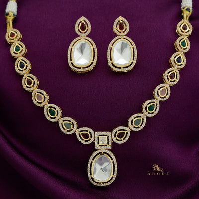 Dhanashri Polki Kundan Neckpiece With Earring