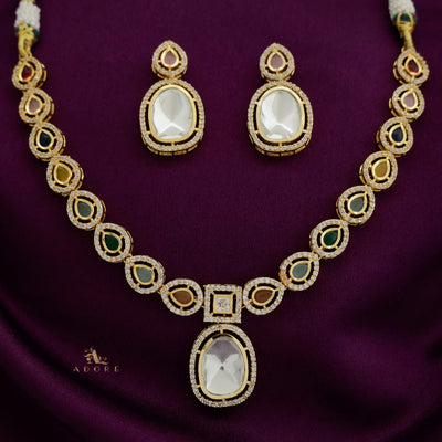 Dhanashri Polki Kundan Neckpiece With Earring