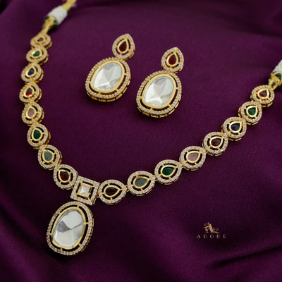 Dhanashri Polki Kundan Neckpiece With Earring