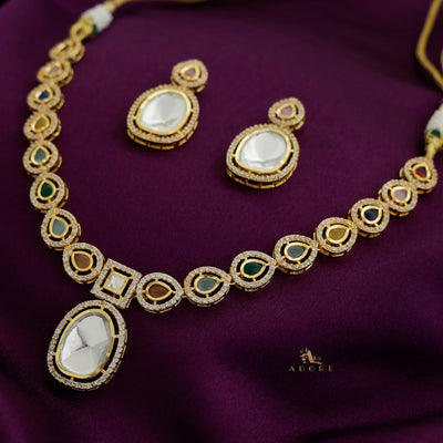 Dhanashri Polki Kundan Neckpiece With Earring