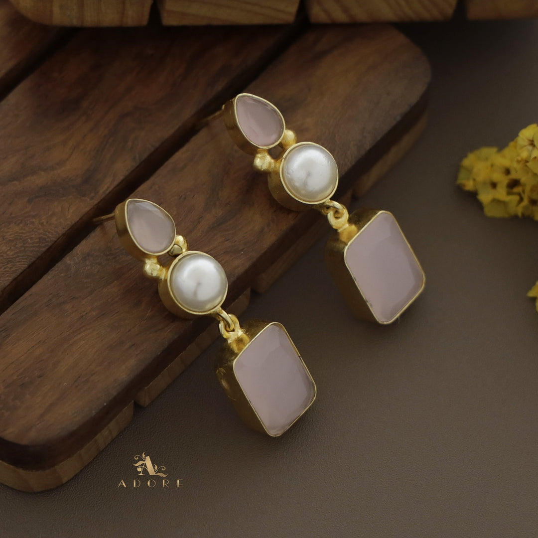 Eviana Glossy Drop + Rectangle Pearl Earring