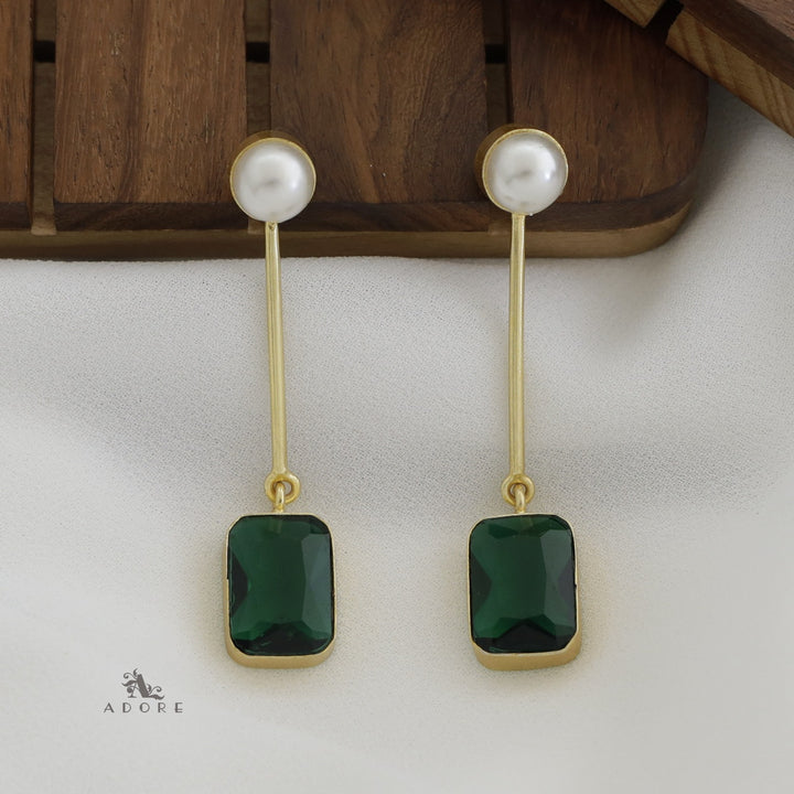 Pearly Stick Glossy Rectangle Earring