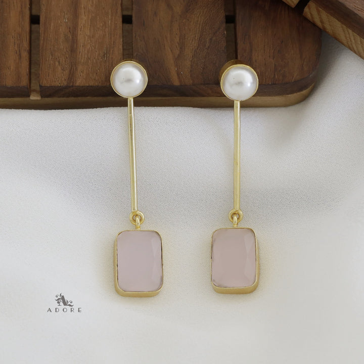 Pearly Stick Glossy Rectangle Earring