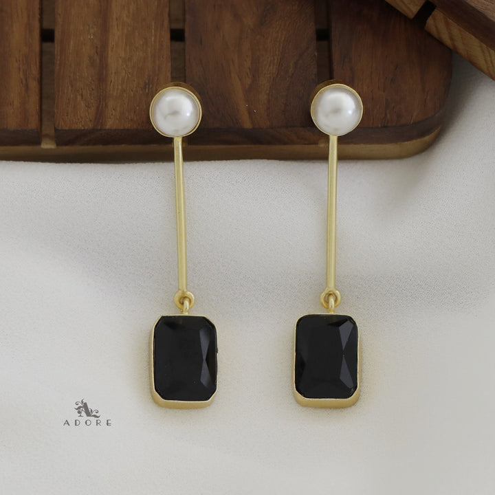 Pearly Stick Glossy Rectangle Earring