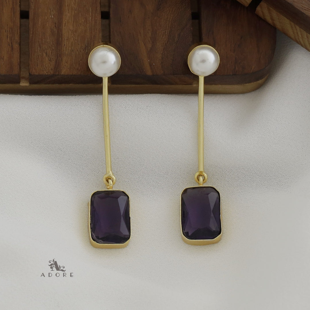Pearly Stick Glossy Rectangle Earring