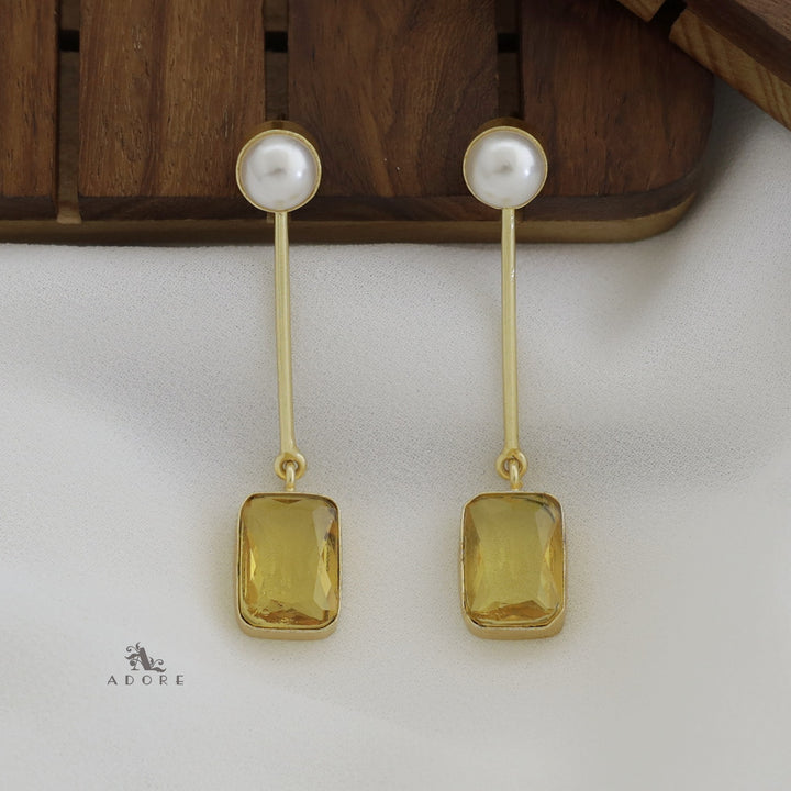 Pearly Stick Glossy Rectangle Earring