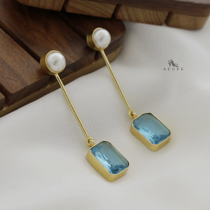 Pearly Stick Glossy Rectangle Earring