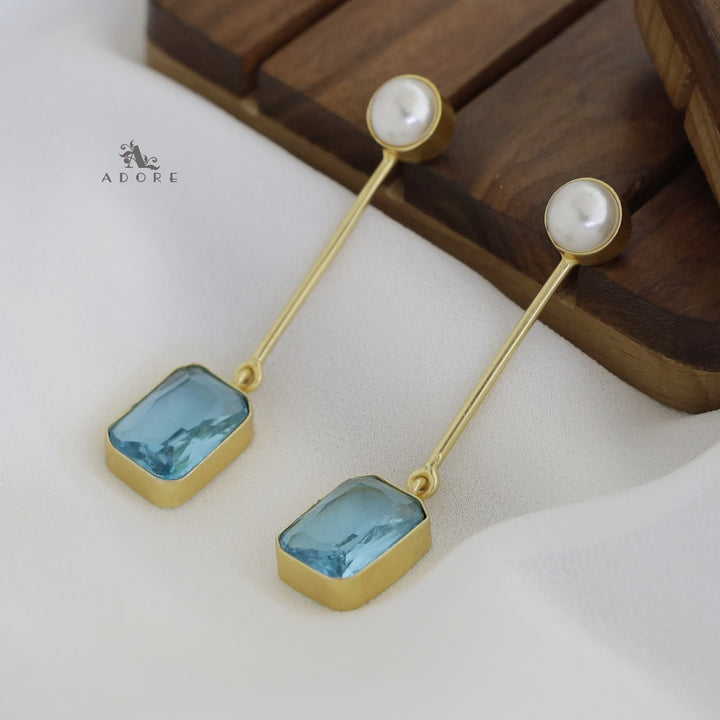 Pearly Stick Glossy Rectangle Earring