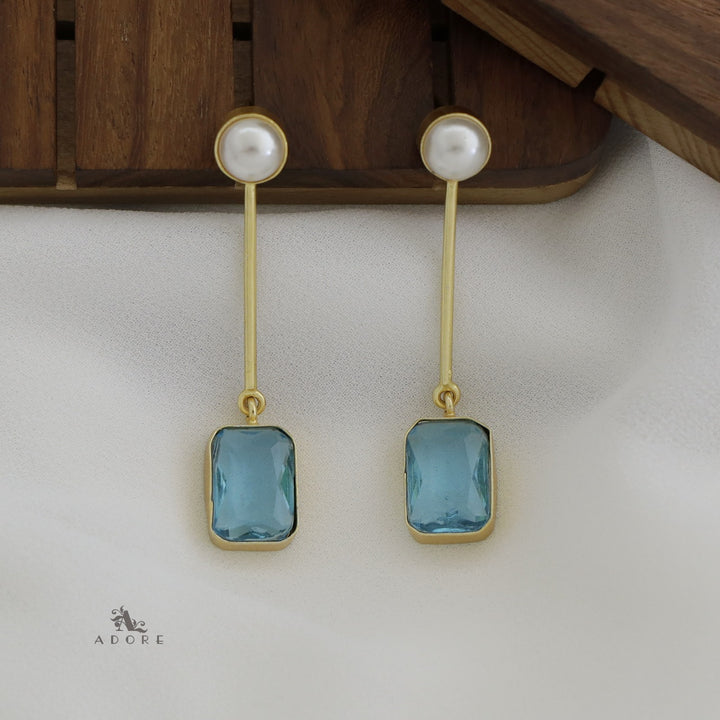 Pearly Stick Glossy Rectangle Earring