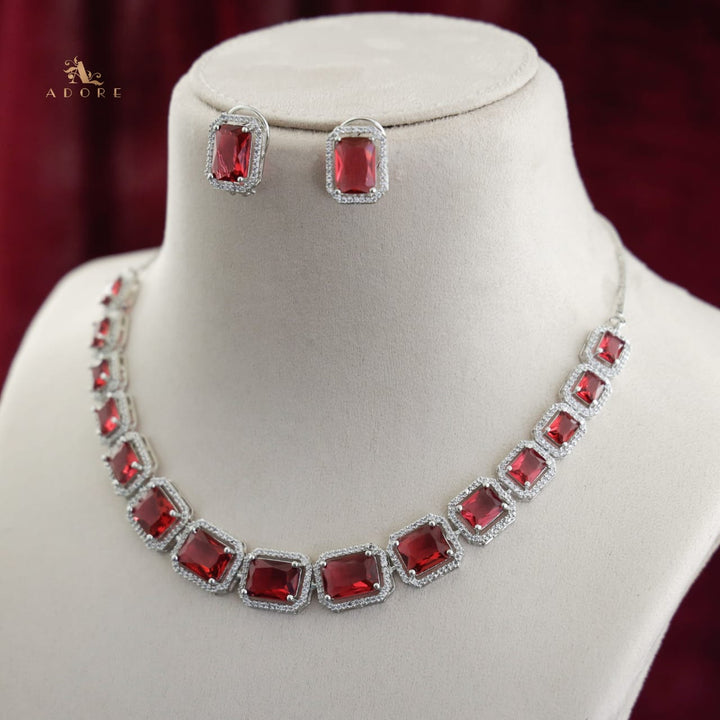 Rosalba AD Rectangle Glossy Neckpiece With Earring