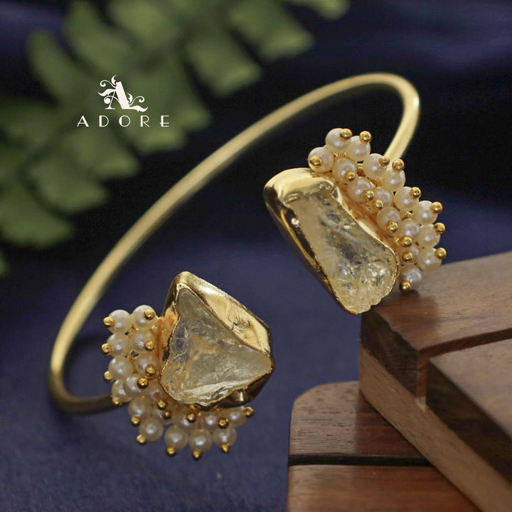Caitlin Raw Stone Cluster Pearl Bangle