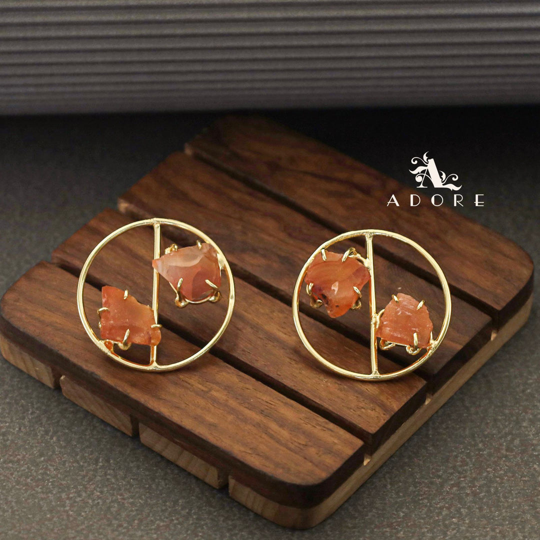 Golden Tiarah Raw Stone Earring