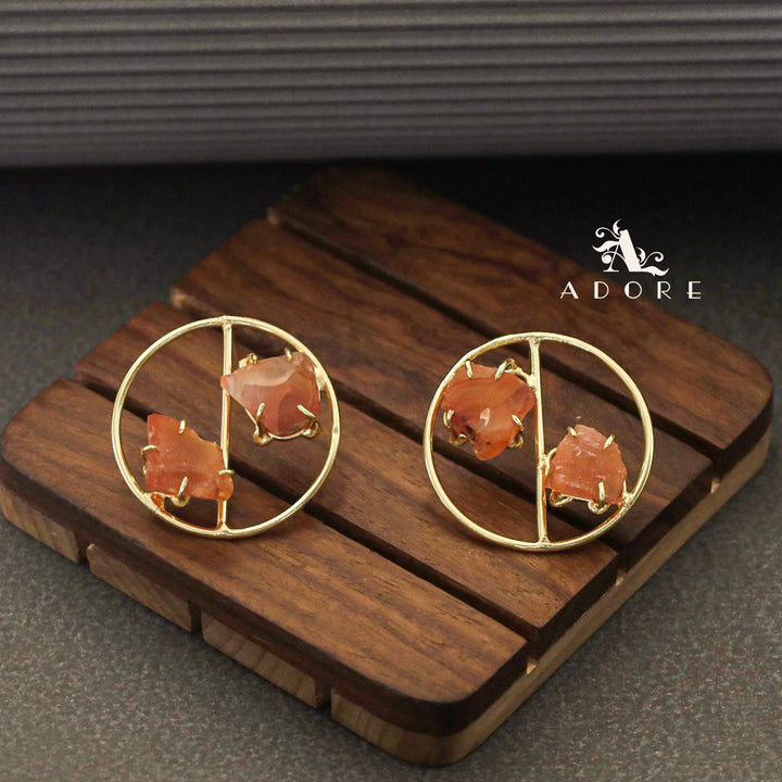 Golden Tiarah Raw Stone Earring