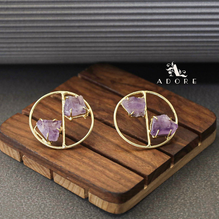 Golden Tiarah Raw Stone Earring