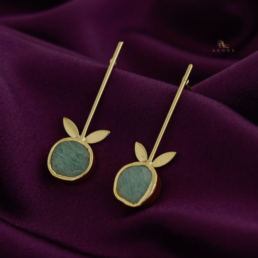 Golden Sticky Leaf Raw Stone Earring