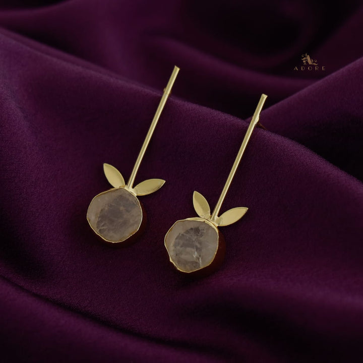 Golden Sticky Leaf Raw Stone Earring