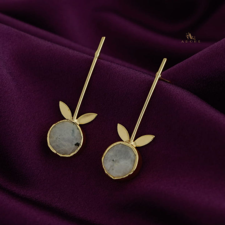 Golden Sticky Leaf Raw Stone Earring