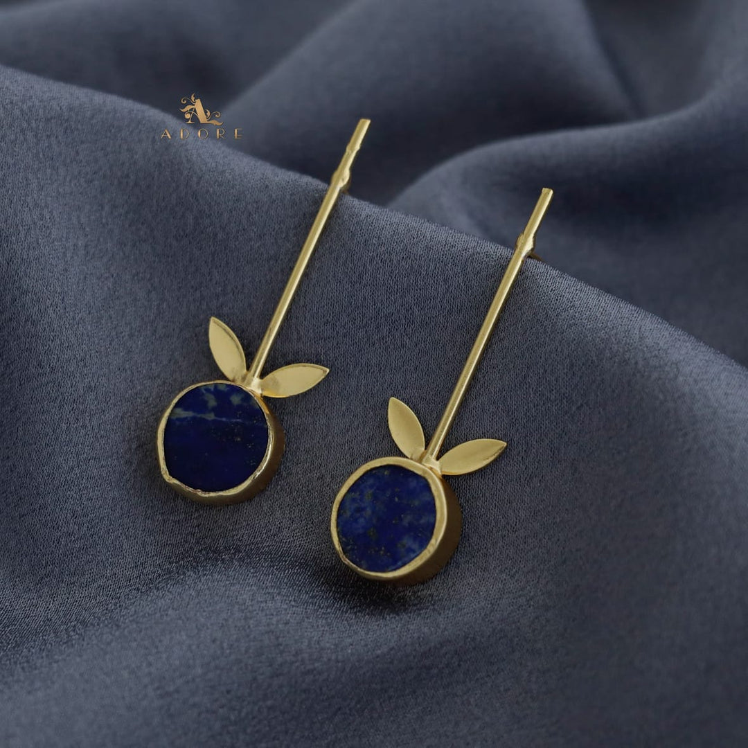 Golden Sticky Leaf Raw Stone Earring