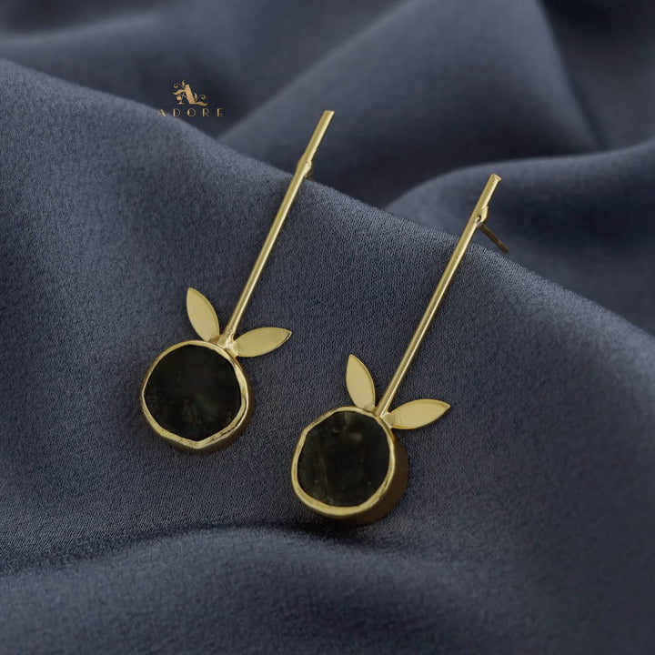 Golden Sticky Leaf Raw Stone Earring