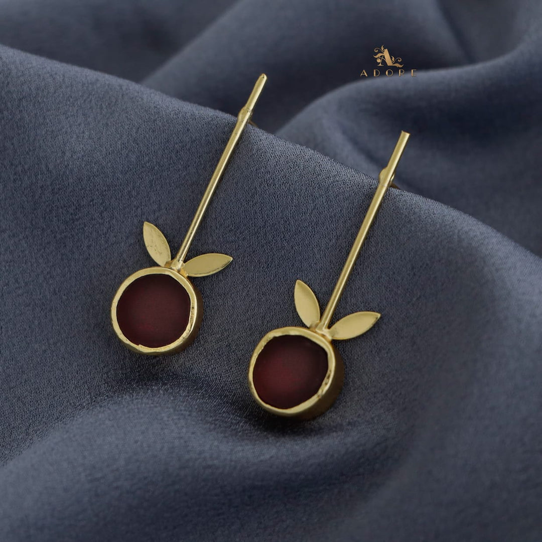 Golden Sticky Leaf Raw Stone Earring