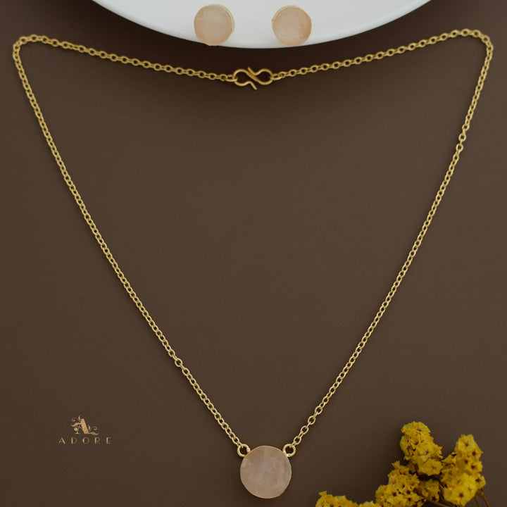 Avianna Round Raw Stone Neckpiece With Stud