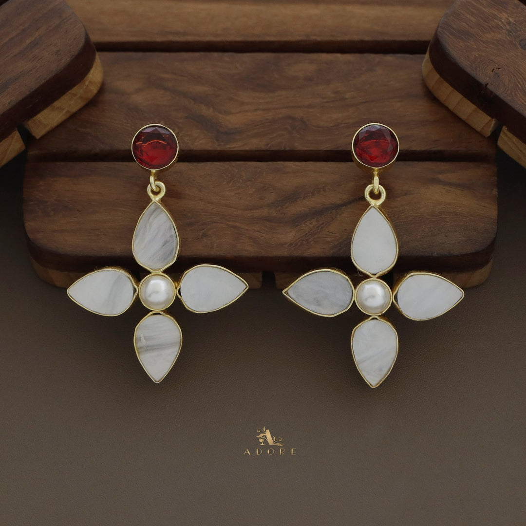 Flower MOP Pearl Glossy Choker With Earring