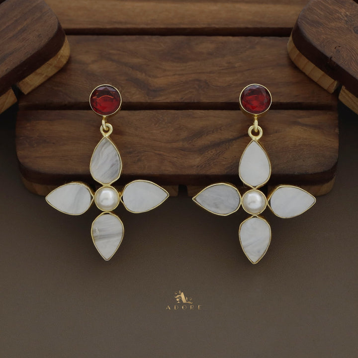 Flower MOP Pearl Glossy Choker With Earring