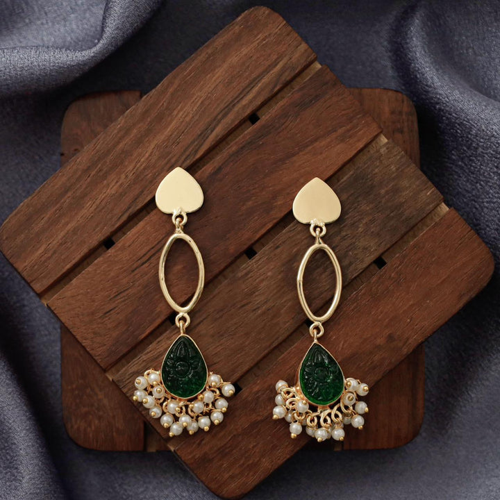 Carved Drop Pearl Heart Earring