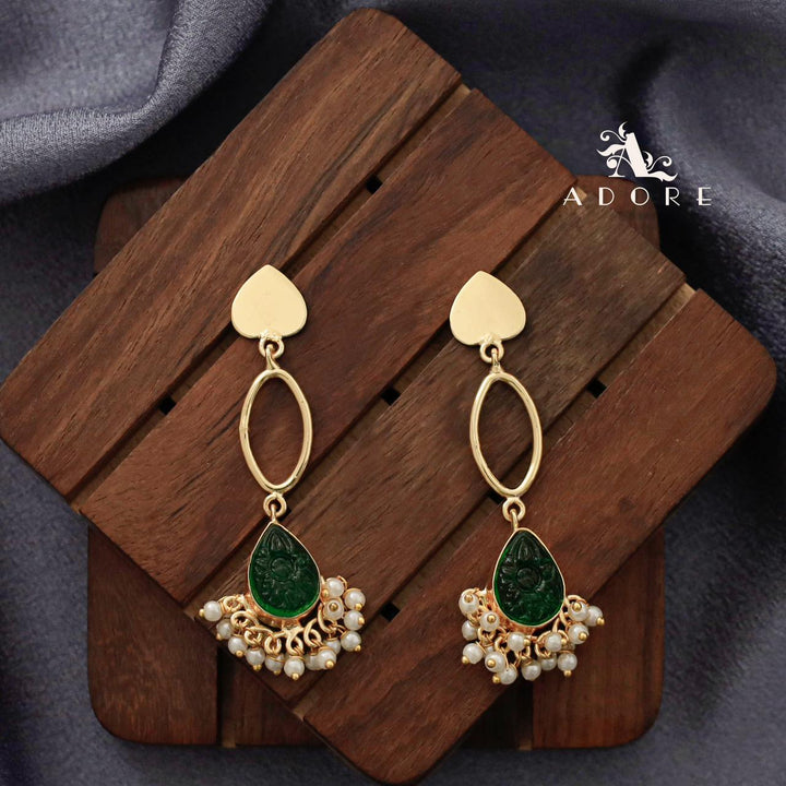 Carved Drop Pearl Heart Earring