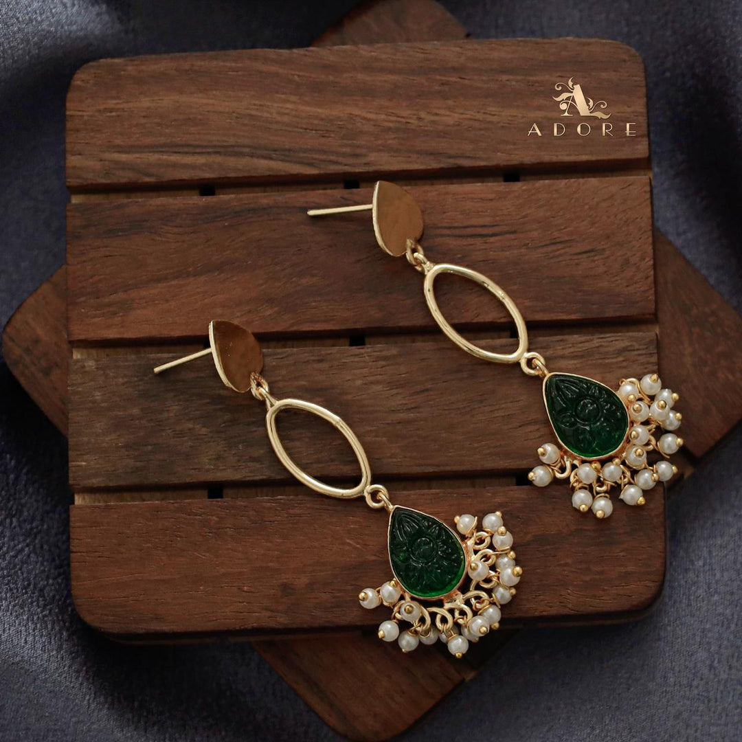 Carved Drop Pearl Heart Earring