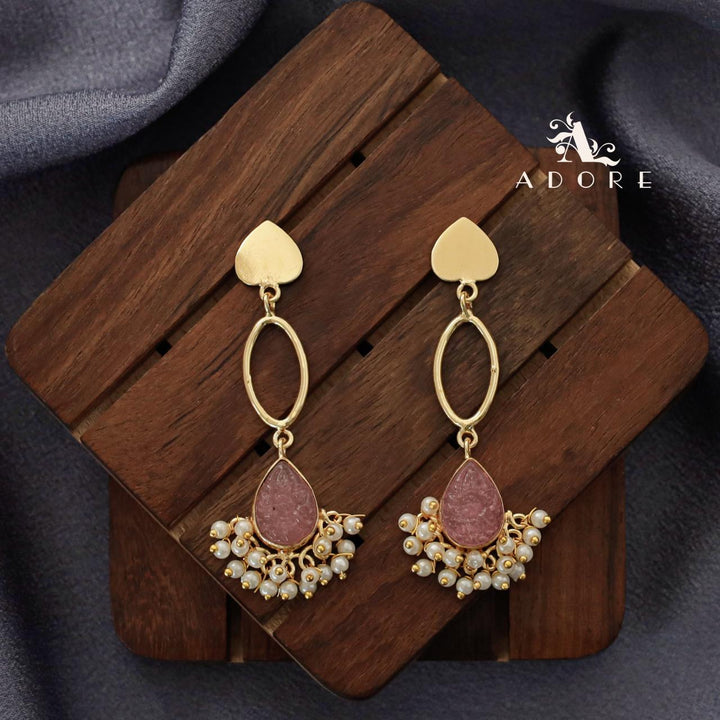 Carved Drop Pearl Heart Earring
