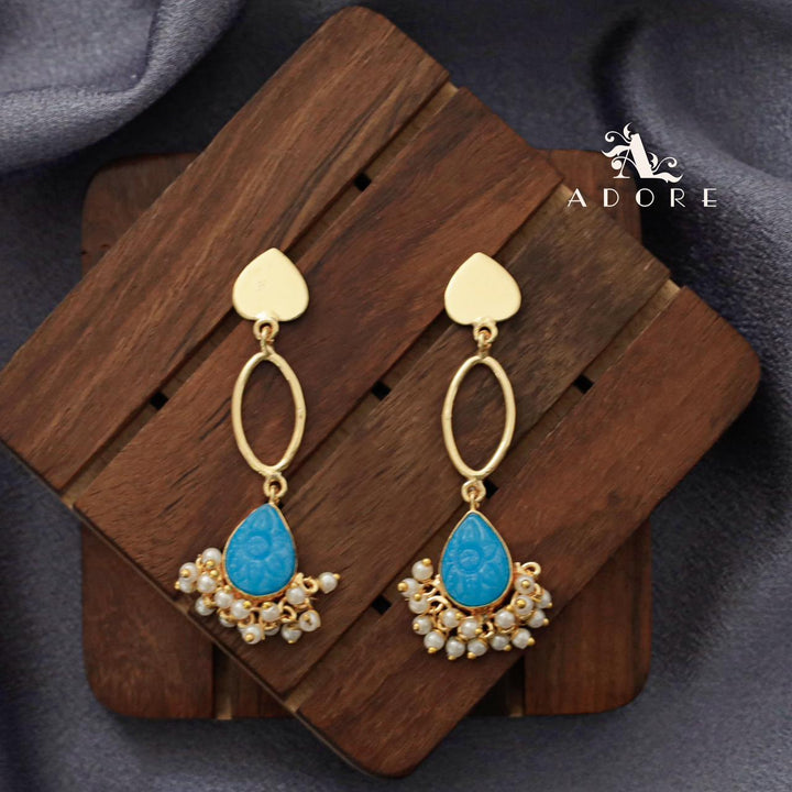 Carved Drop Pearl Heart Earring