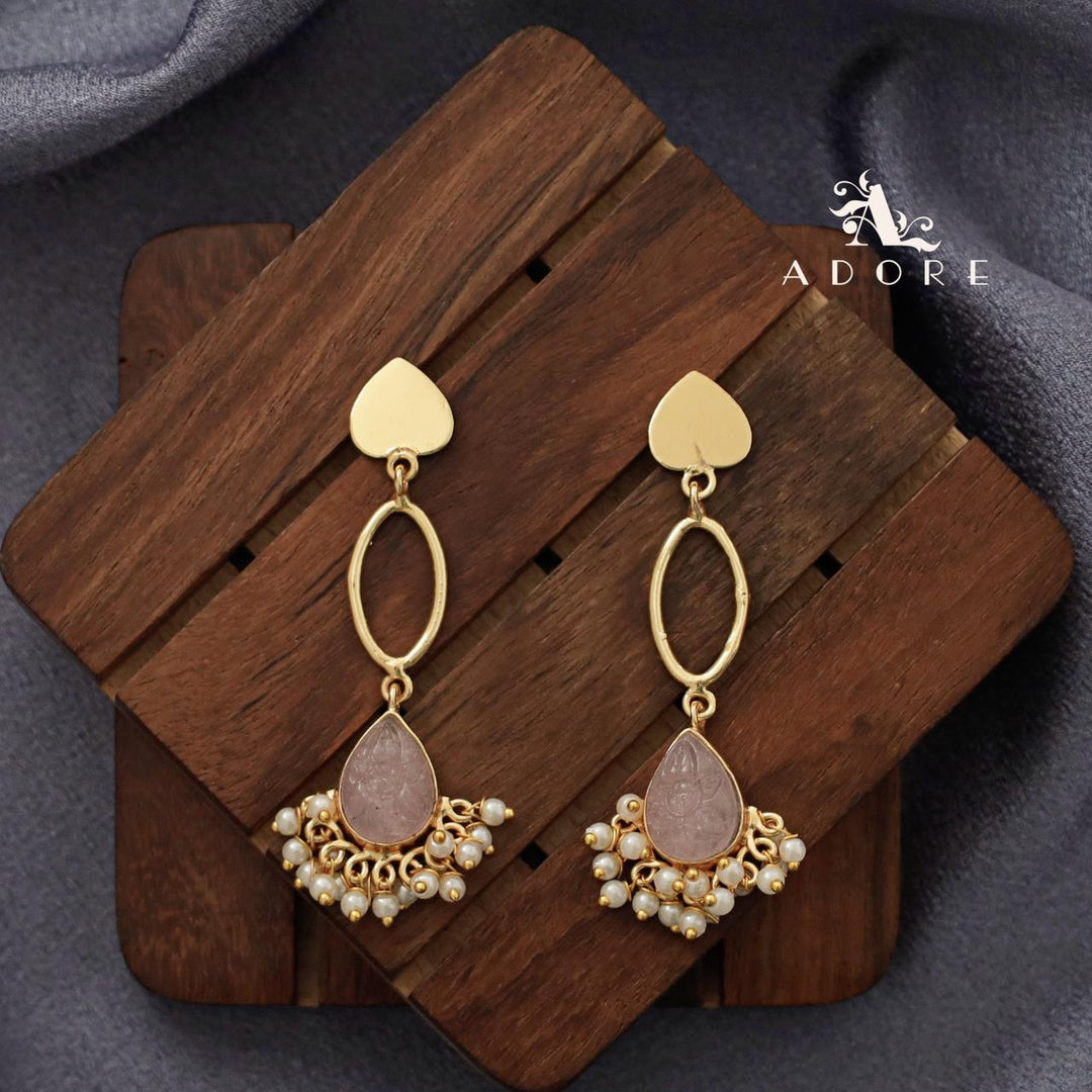 Carved Drop Pearl Heart Earring