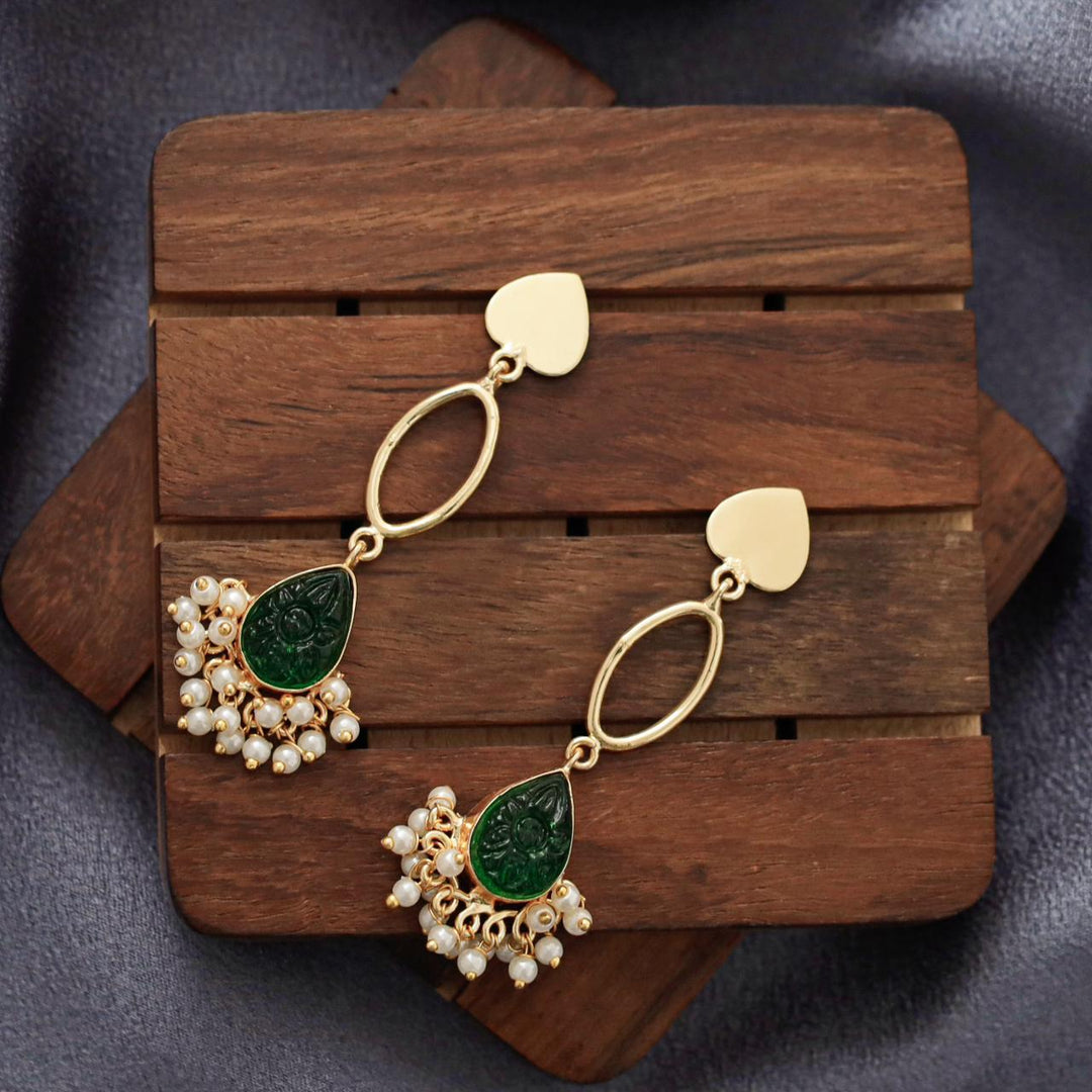 Carved Drop Pearl Heart Earring