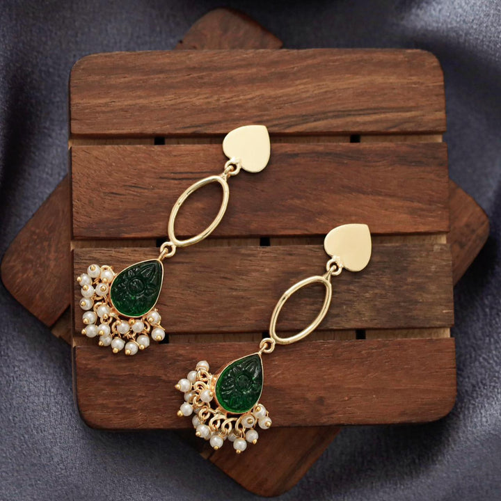 Carved Drop Pearl Heart Earring