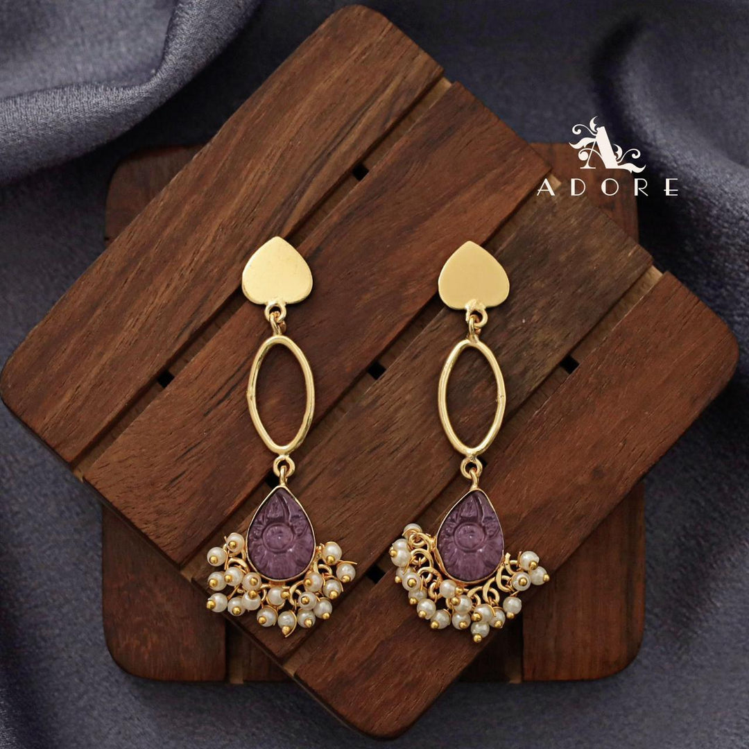 Carved Drop Pearl Heart Earring