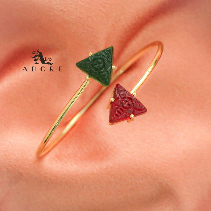 Thasvi Dual Carved Triangle Bangle