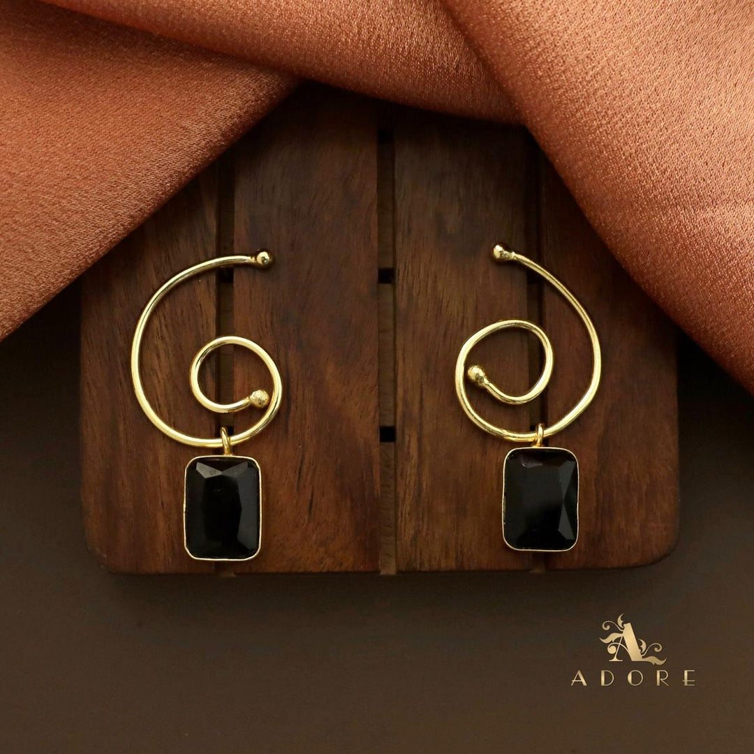 Glossy Rectangle Golden Six Earring