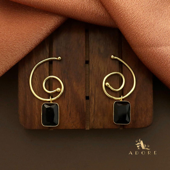 Glossy Rectangle Golden Six Earring