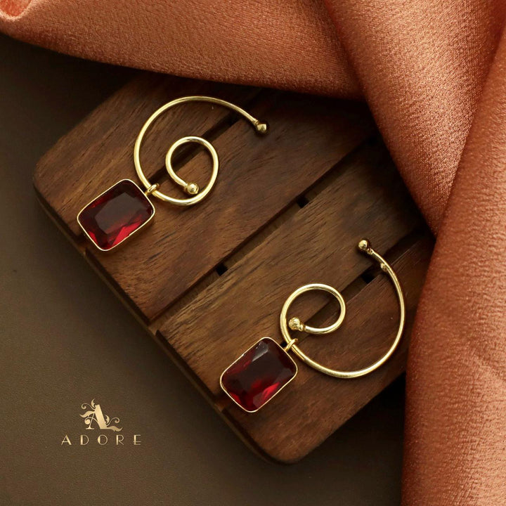 Glossy Rectangle Golden Six Earring
