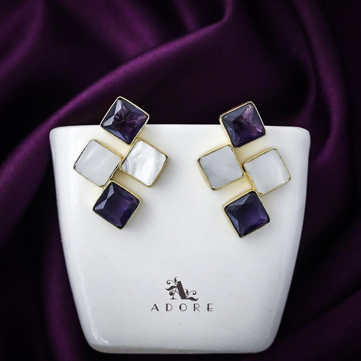 Tetra Diamond MOP + Glossy Earring