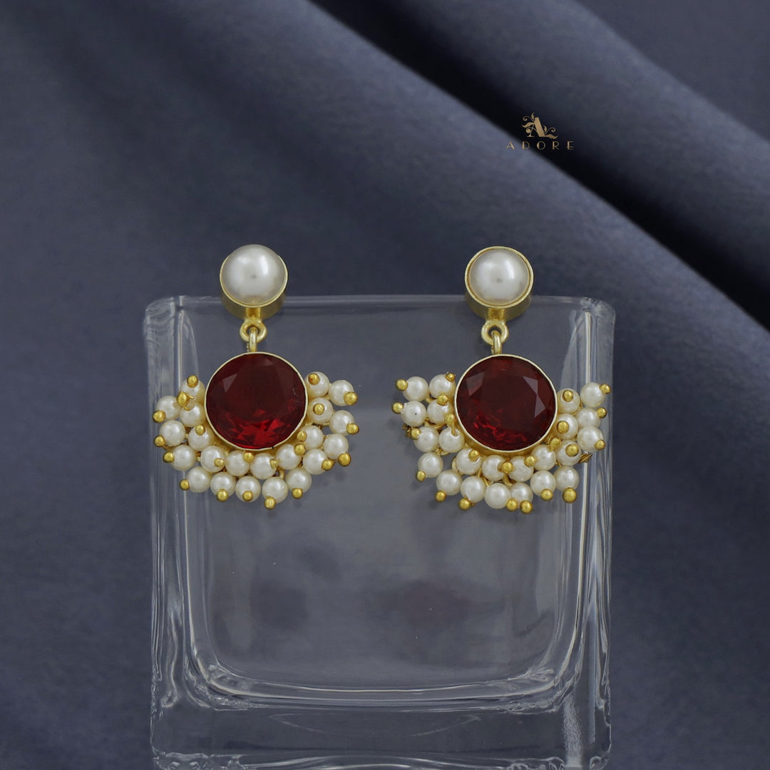 Yelo Pearly Round Glossy Cluster Pearl Earring