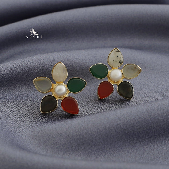 Adore Raw Stone - Flower Earring (Colours Available)