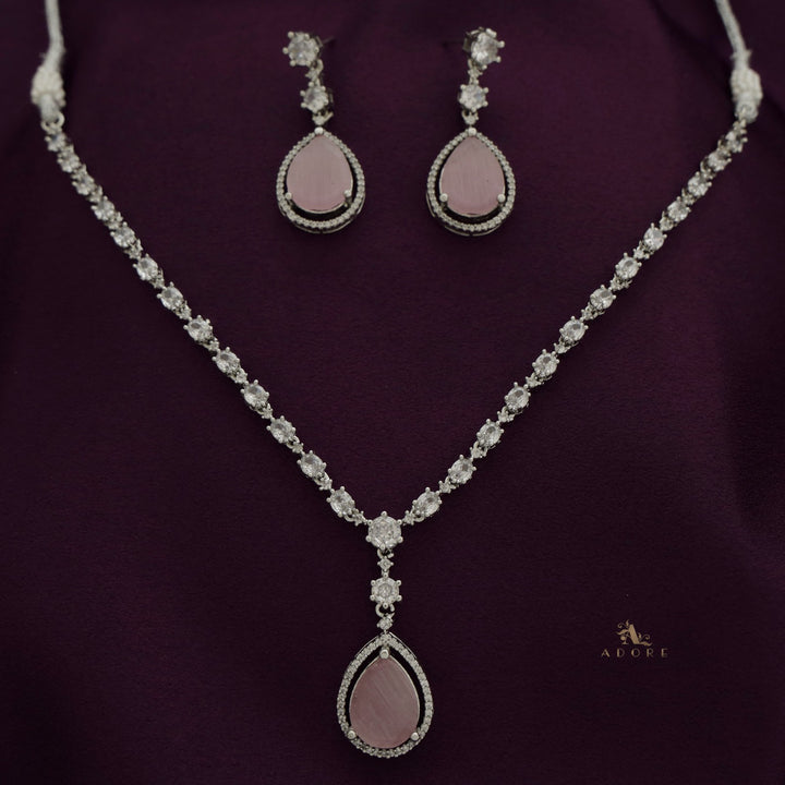 Silver Mirielle Glossy Drop Neckpiece With Earring