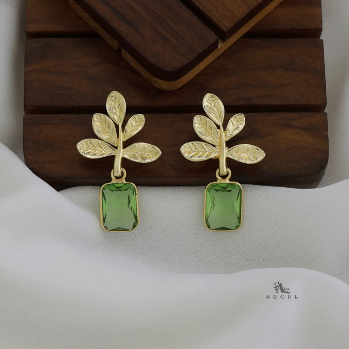 Laina Leafy Glossy Rectangle Earring