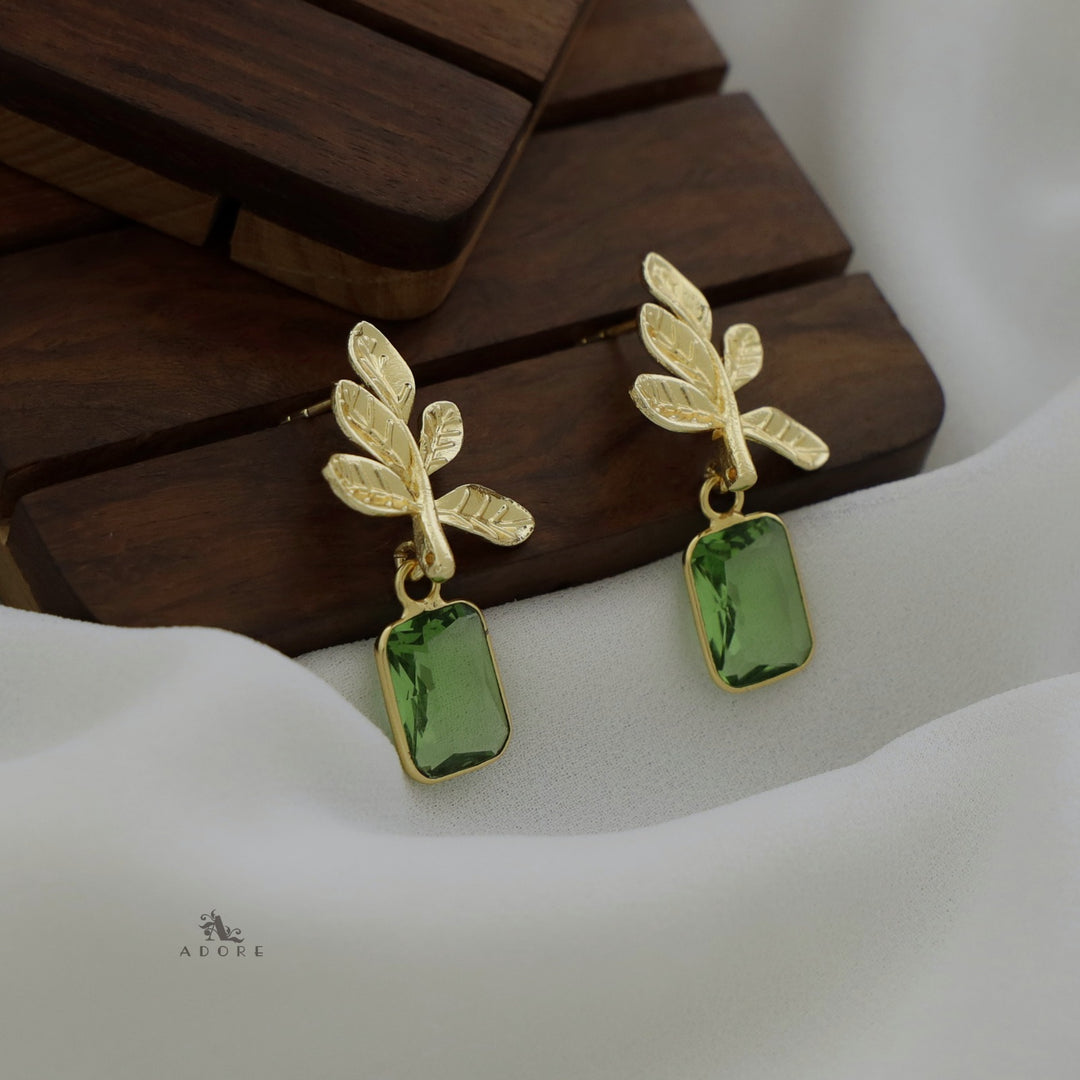 Laina Leafy Glossy Rectangle Earring