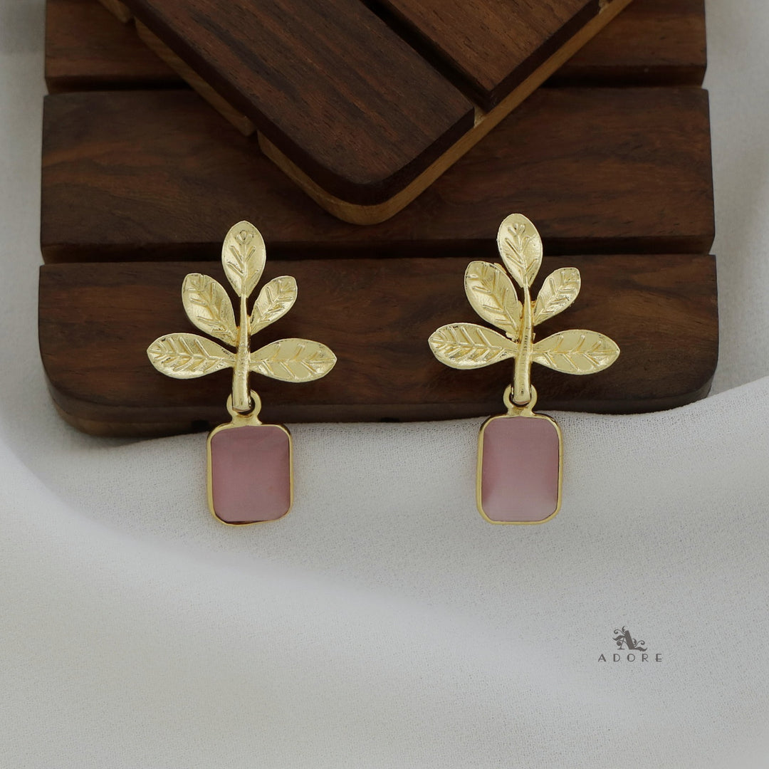 Laina Leafy Glossy Rectangle Earring