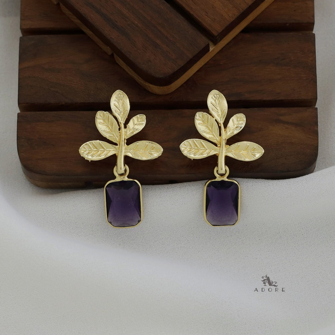 Laina Leafy Glossy Rectangle Earring