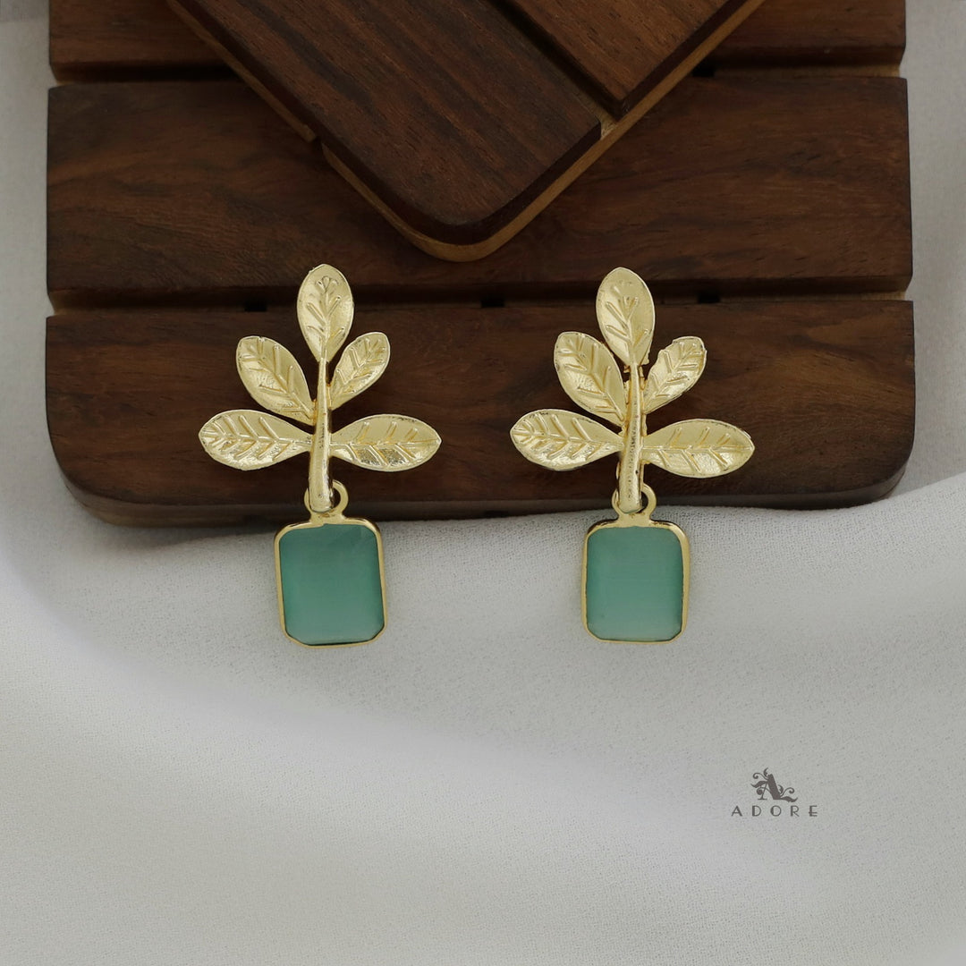 Laina Leafy Glossy Rectangle Earring