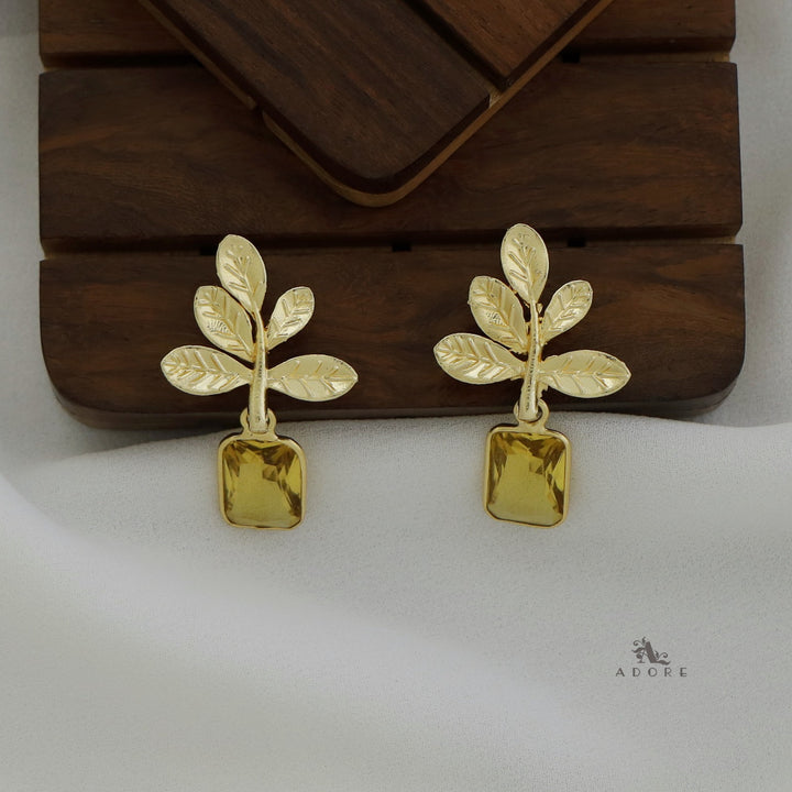 Laina Leafy Glossy Rectangle Earring